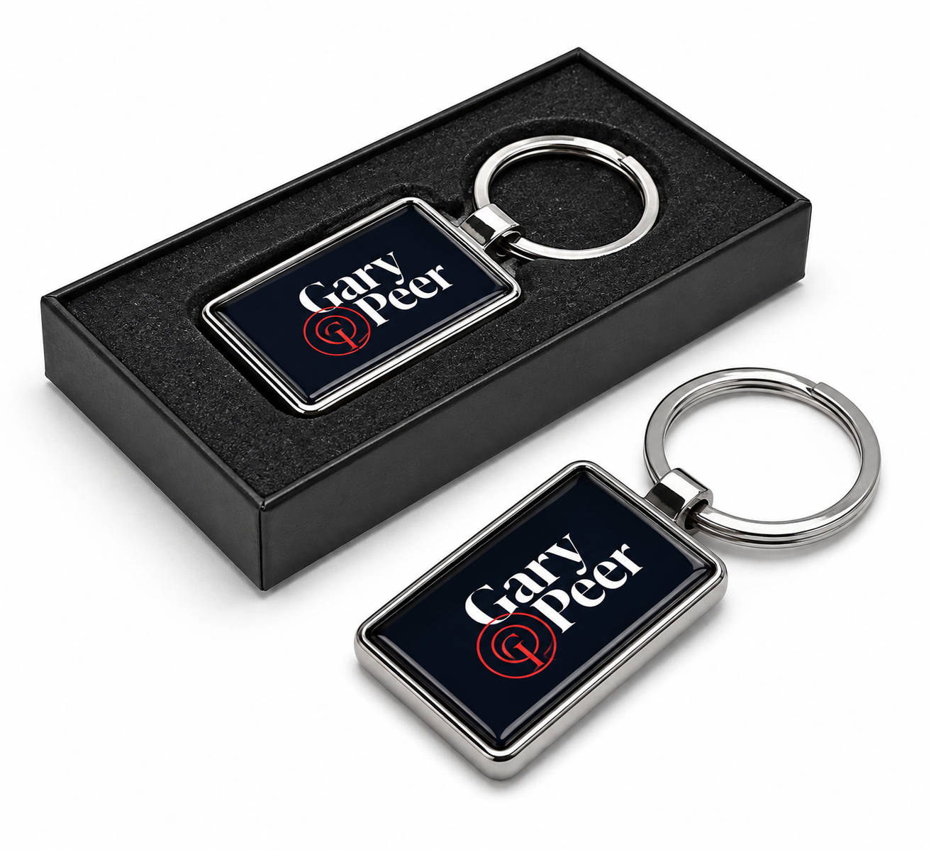 Metal Key Tag 40x30mm - Resin dome both sides