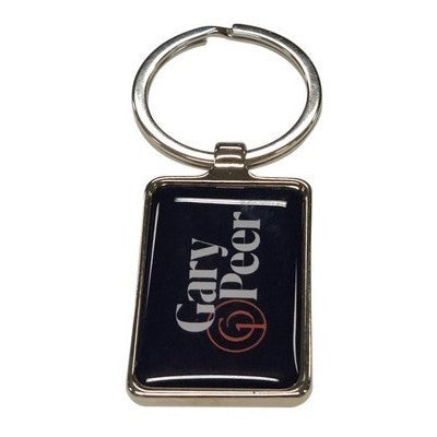 Metal Key Tag 40x30mm - Resin dome both sides