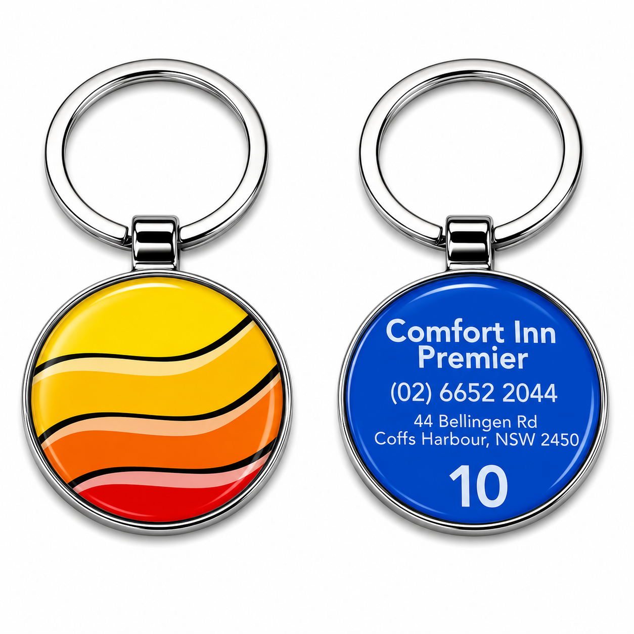 Metal Key Tag 38mm circle - Resin dome both sides