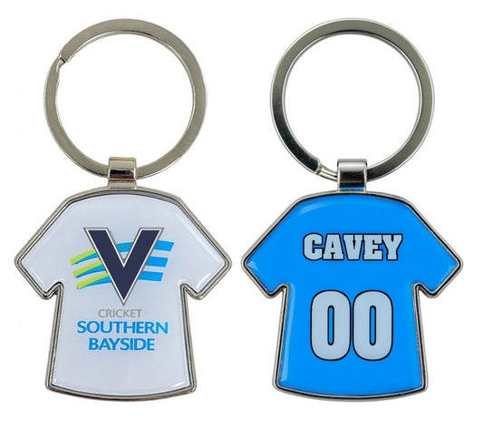 T-Shirt Metal Key Tag - Resin dome both sides