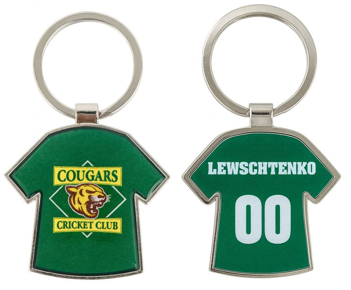 T-Shirt Metal Key Tag - Resin dome both sides
