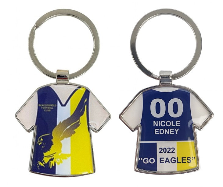 T-Shirt Metal Key Tag - Resin dome both sides