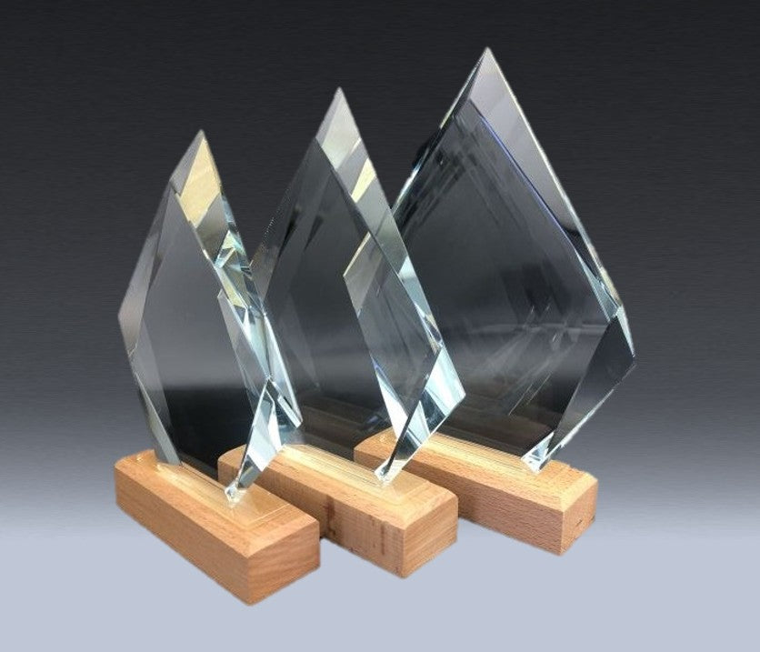 Glass And Wood Diamond Trophy