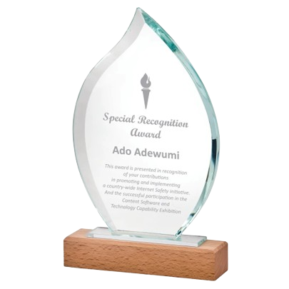 Glass And Wood Flame Trophy