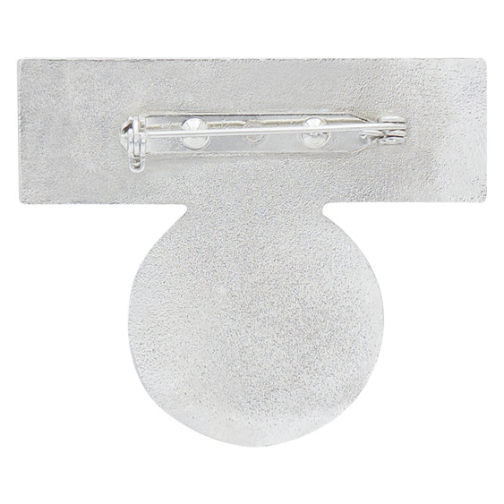 Double metal badge with pin fixture
