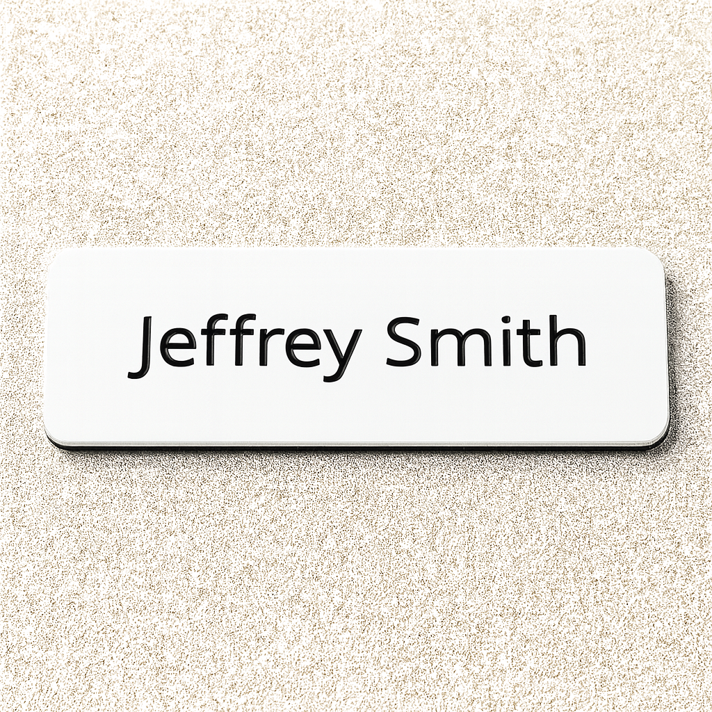 Engraved Name badge with pin (text - 1 line)