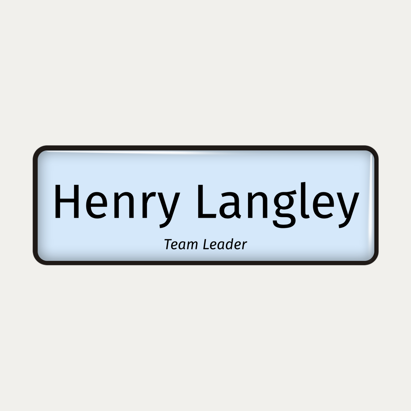 Metal name badge with resin coating (text 2 lines)