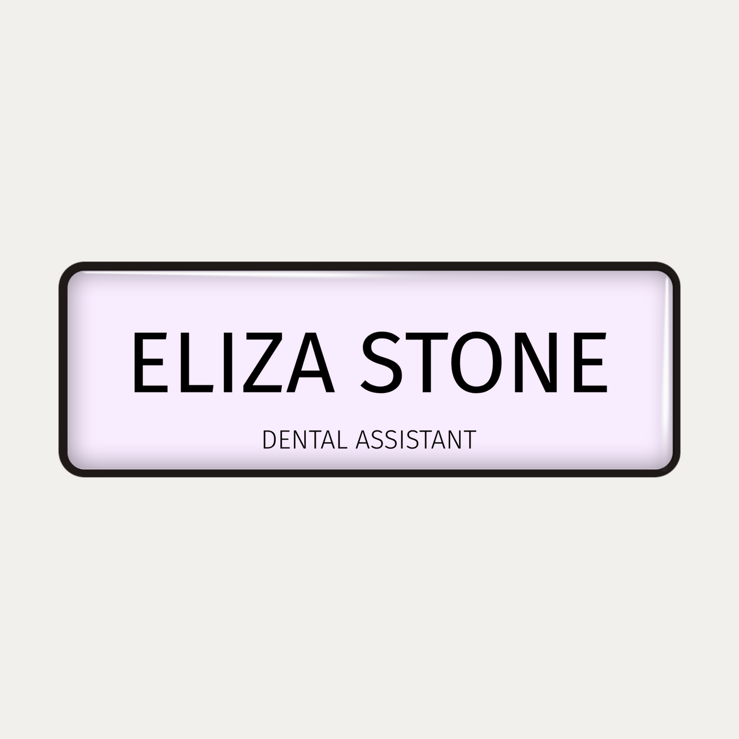 Metal name badge with resin coating (text 2 lines)