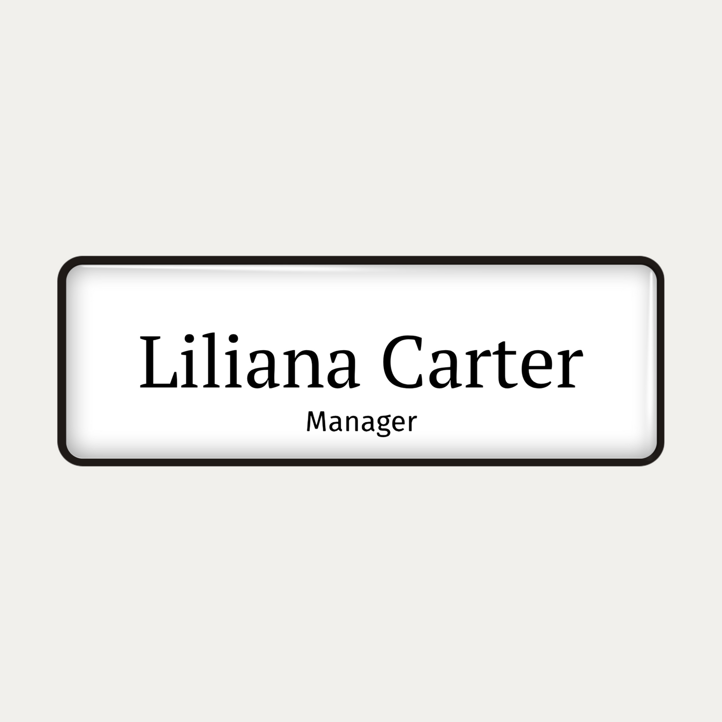 Metal name badge with resin coating (text 2 lines)