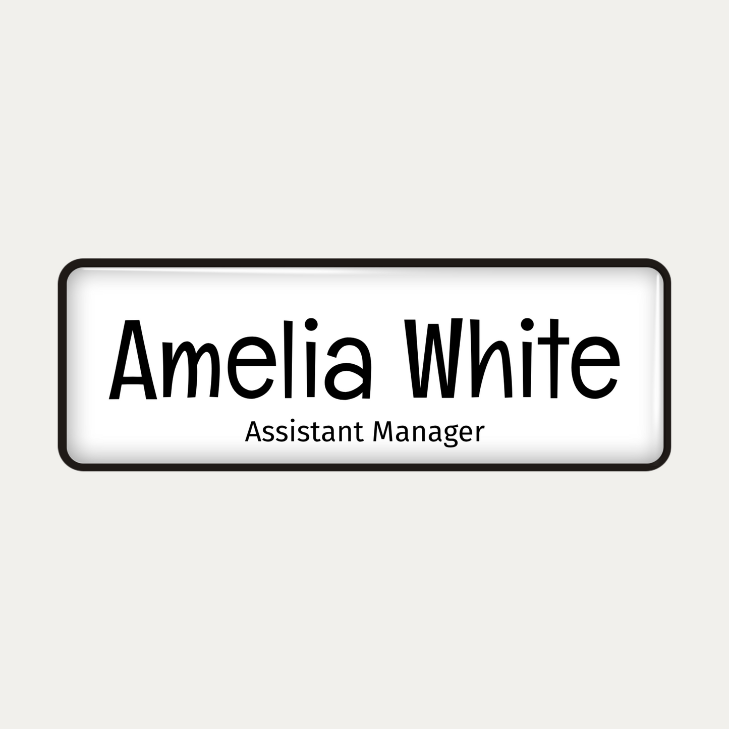Metal name badge with resin coating (text 2 lines)