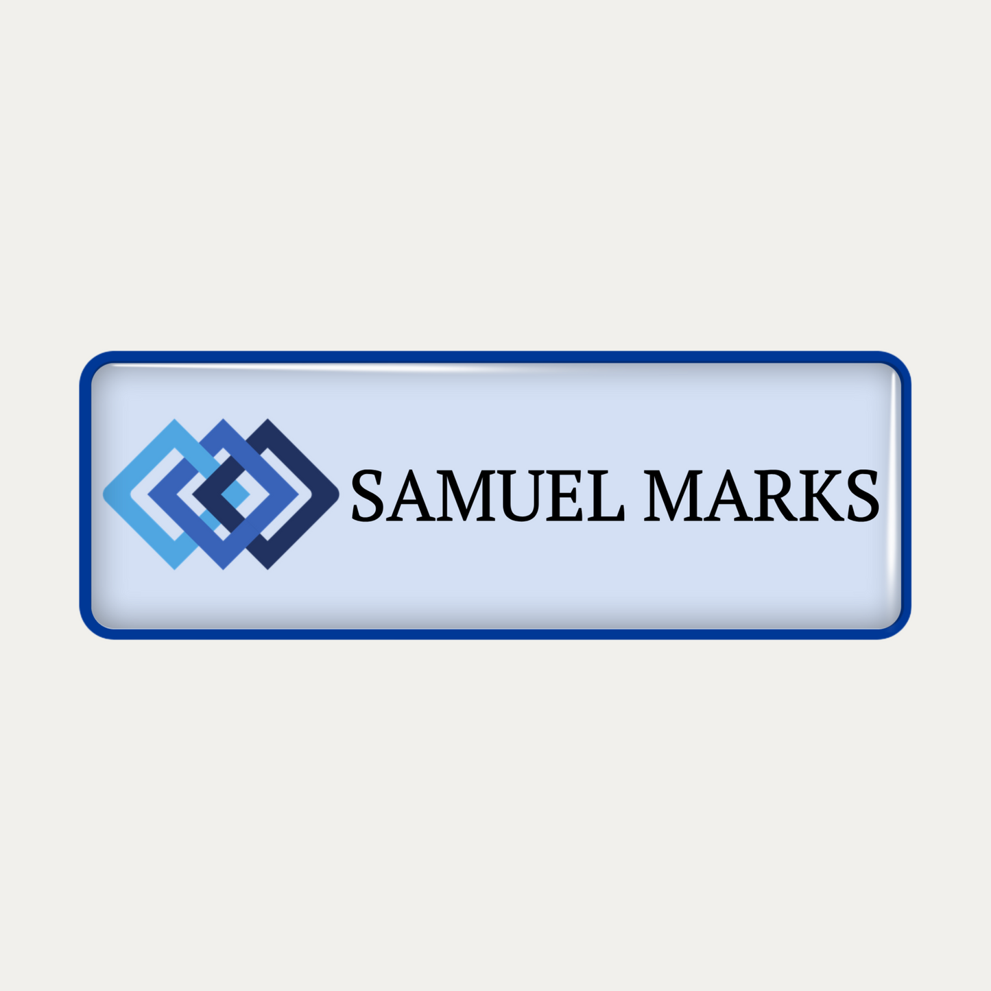 Metal name badge with resin coating (logo and text - 1 line)