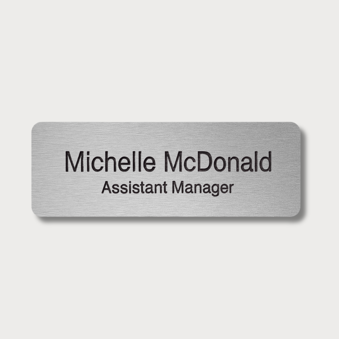 Engraved Name badge with magnet (text - 2 lines)