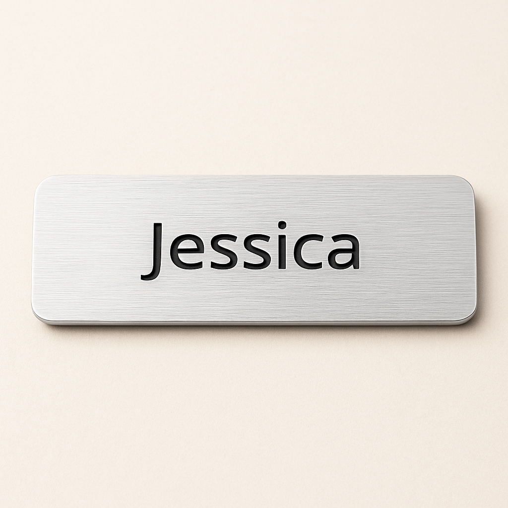 Engraved Name badge with pin (text - 1 line)