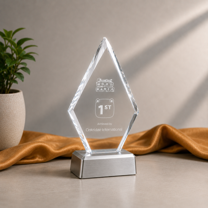 Glass And Metal Diamond Trophy