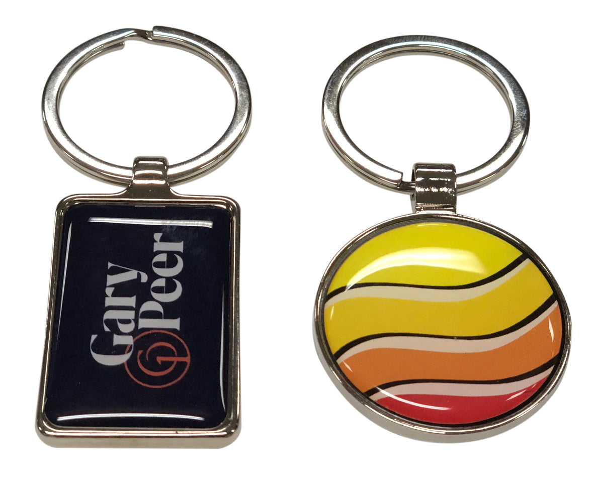 Metal Key Tag 40x30mm - Resin dome both sides