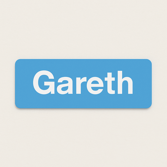 Printed name badge without resin coating (text 1 line)