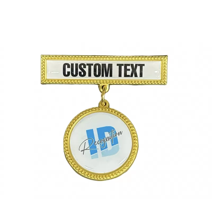 Double Metal Badge with Pin fixture - epoxy/resin coating