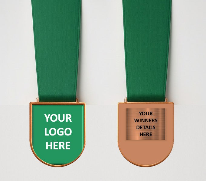 Large Ovelo Medal with Custom Centre and Ribbon - 75x53mm