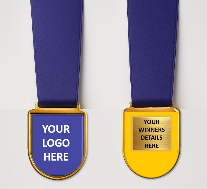 Large Ovelo Medal with Custom Centre and Ribbon - 75x53mm