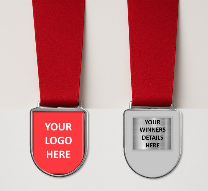 Large Ovelo Medal with Custom Centre and Ribbon - 75x53mm