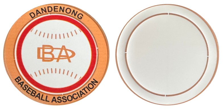 Large Round Shiny Coin/Medal with White Enamel - 50mm Recess both sides - 65mm