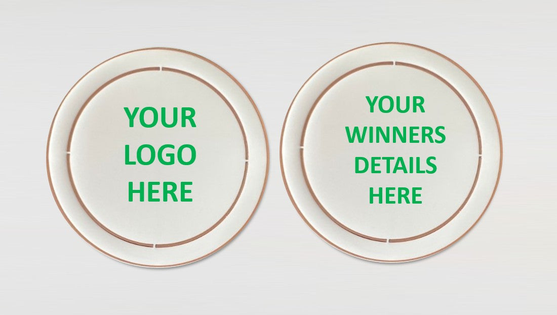 Large Round Shiny Coin/Medal with White Enamel - 50mm Recess both sides - 65mm