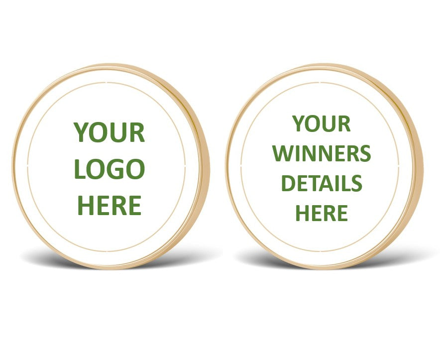 Large Round Shiny Coin/Medal with White Enamel - 50mm Recess both sides - 65mm