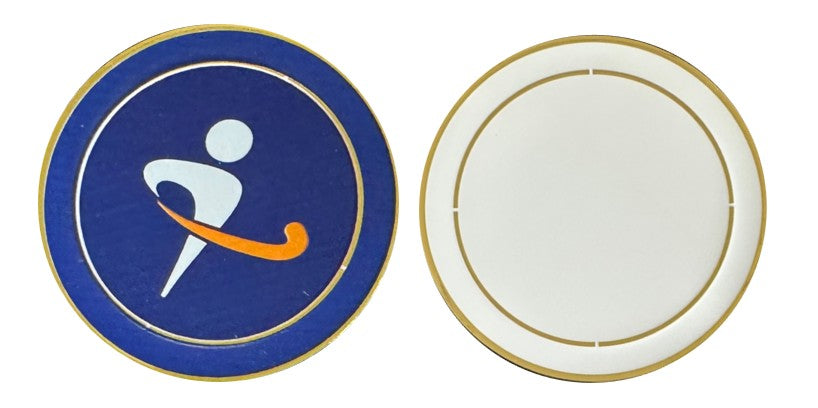 Large Round Shiny Coin/Medal with White Enamel - 50mm Recess both sides - 65mm