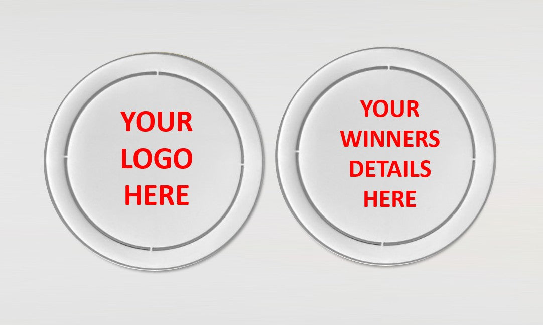 Large Round Coin/Medal with White Enamel - 50mm Recess both sides - 65mm