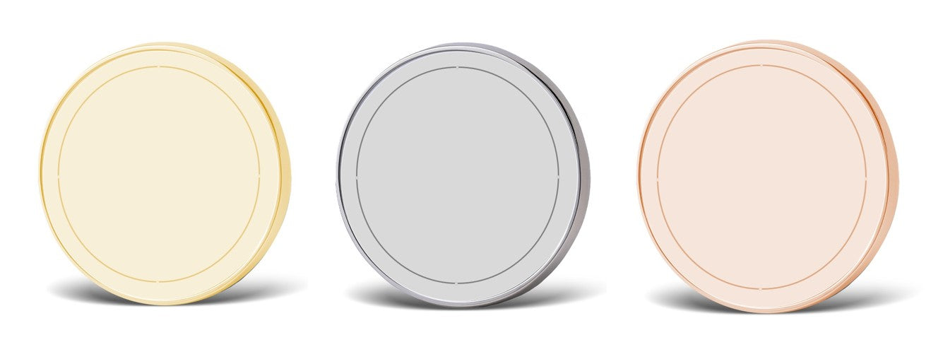 Large Round Shiny Coin/Medal with White Enamel - 50mm Recess both sides - 65mm