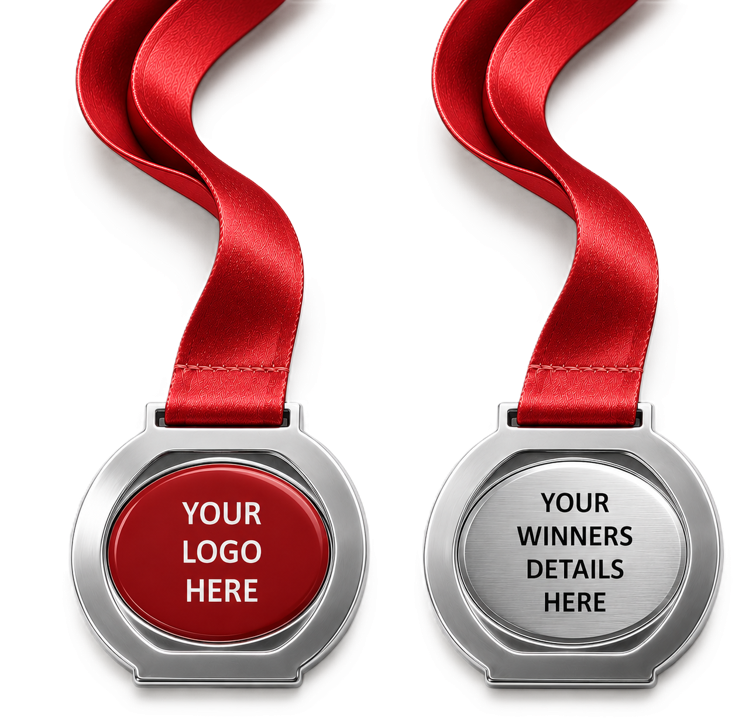 Round Cut Out insert Medal with Custom Centre and Ribbon - 70x60mm