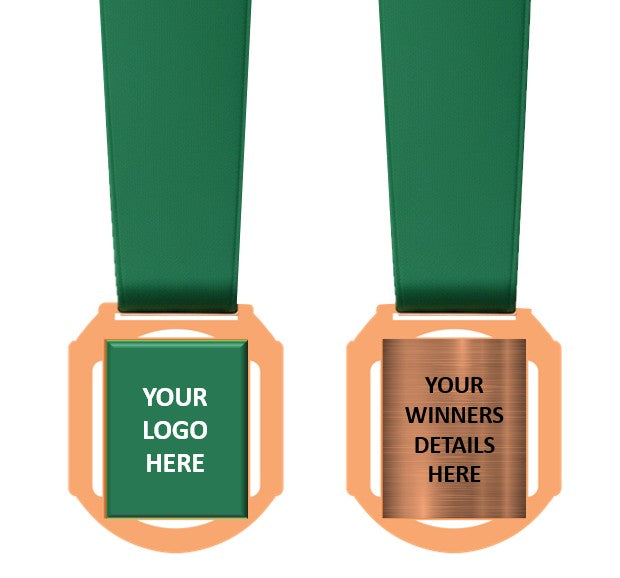Retro Cut Out insert Medal with Custom Centre and Ribbon - 70x60mm
