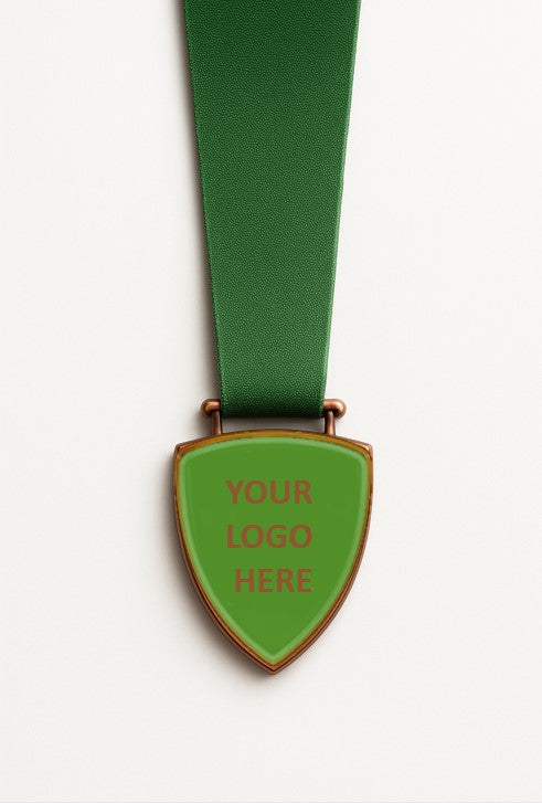 Shield Medal with Custom Centre and Ribbon - 50x63mm