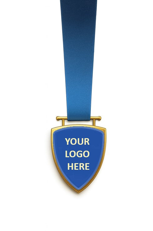Shield Medal with Custom Centre and Ribbon - 50x63mm