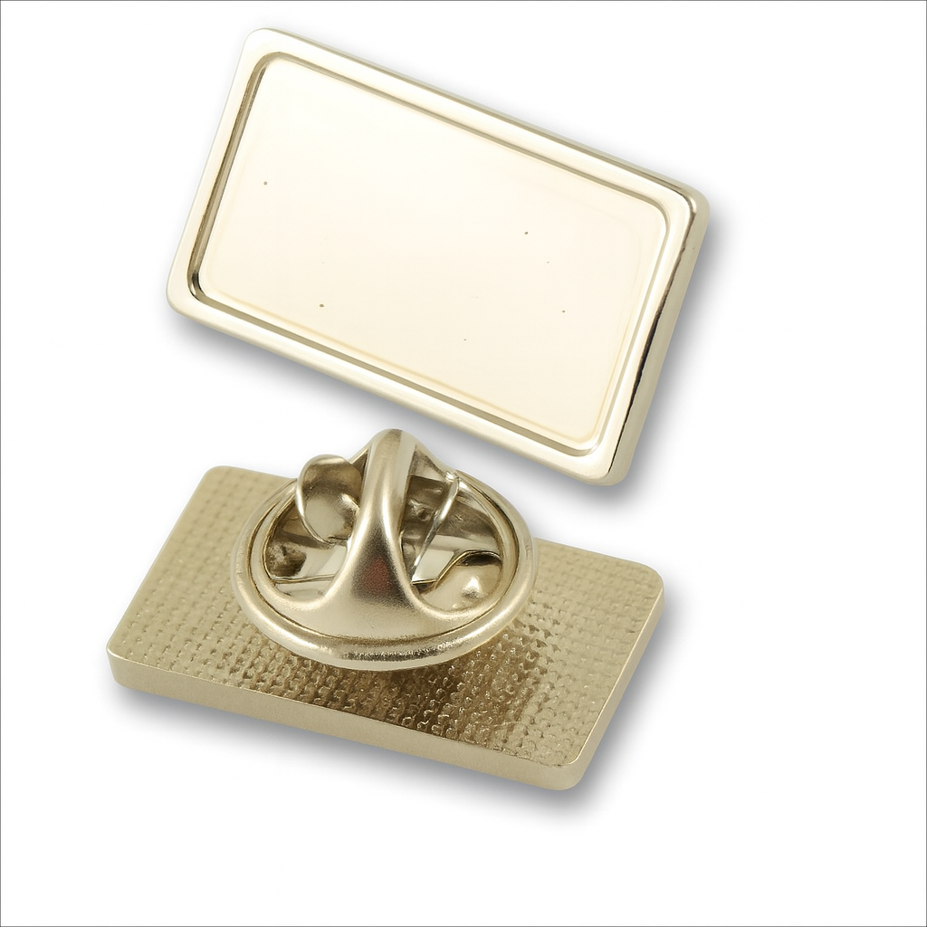 Small rectangle metal lapel pins with doming