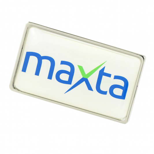 Medium rectangle metal lapel pins with doming