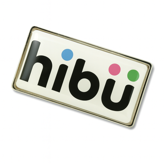 Large rectangle metal lapel pins with doming