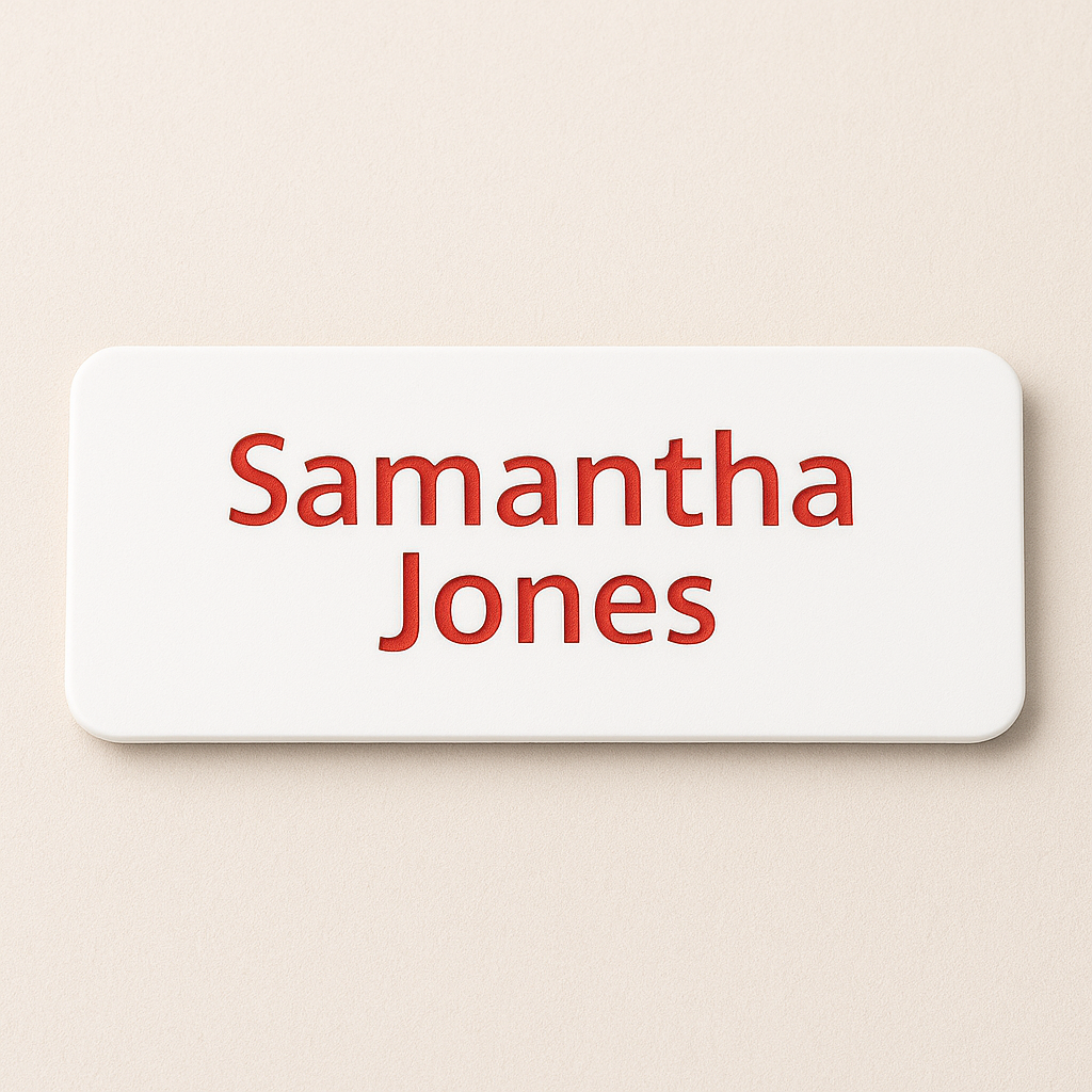 Engraved Name badge with pin (text - 1 line)