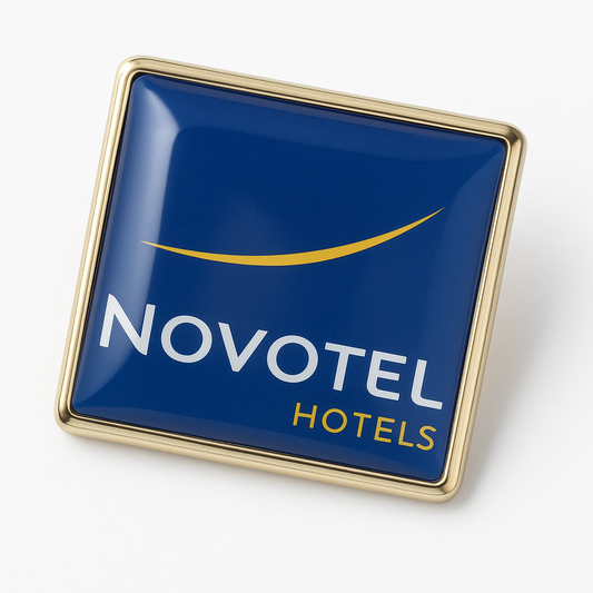 Square metal lapel pins with doming