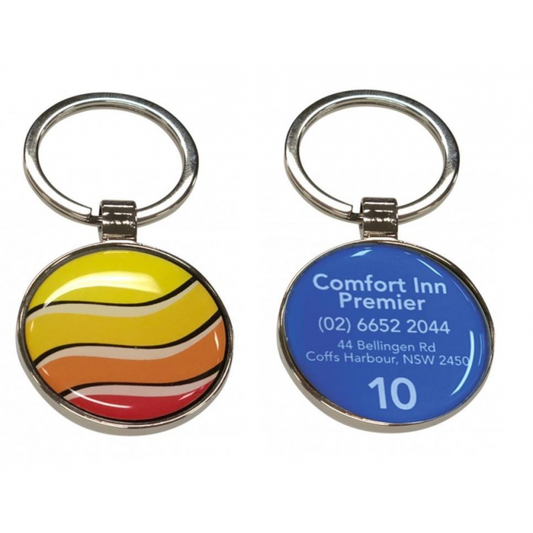 Metal Key Tag 38mm circle  - Resin dome both sides