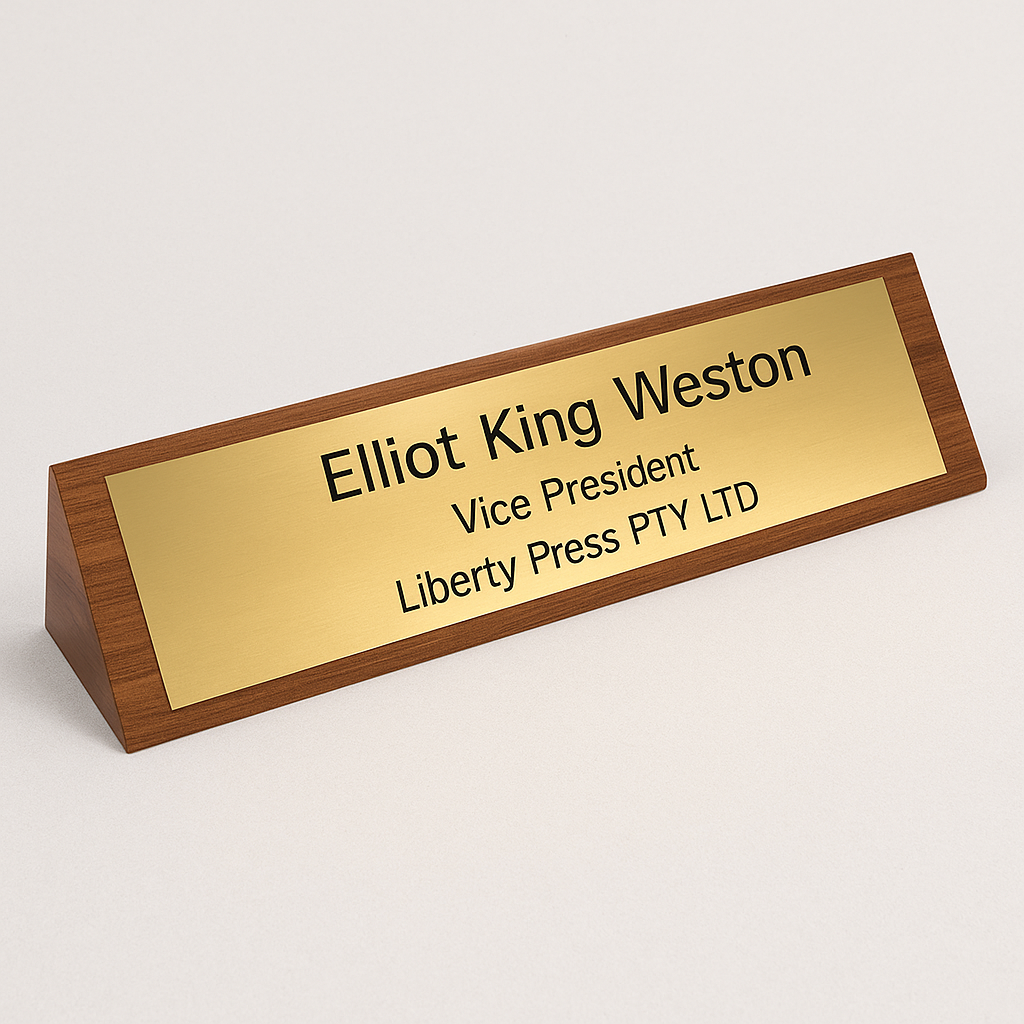 Timber Desk Sign - Premium Walnut