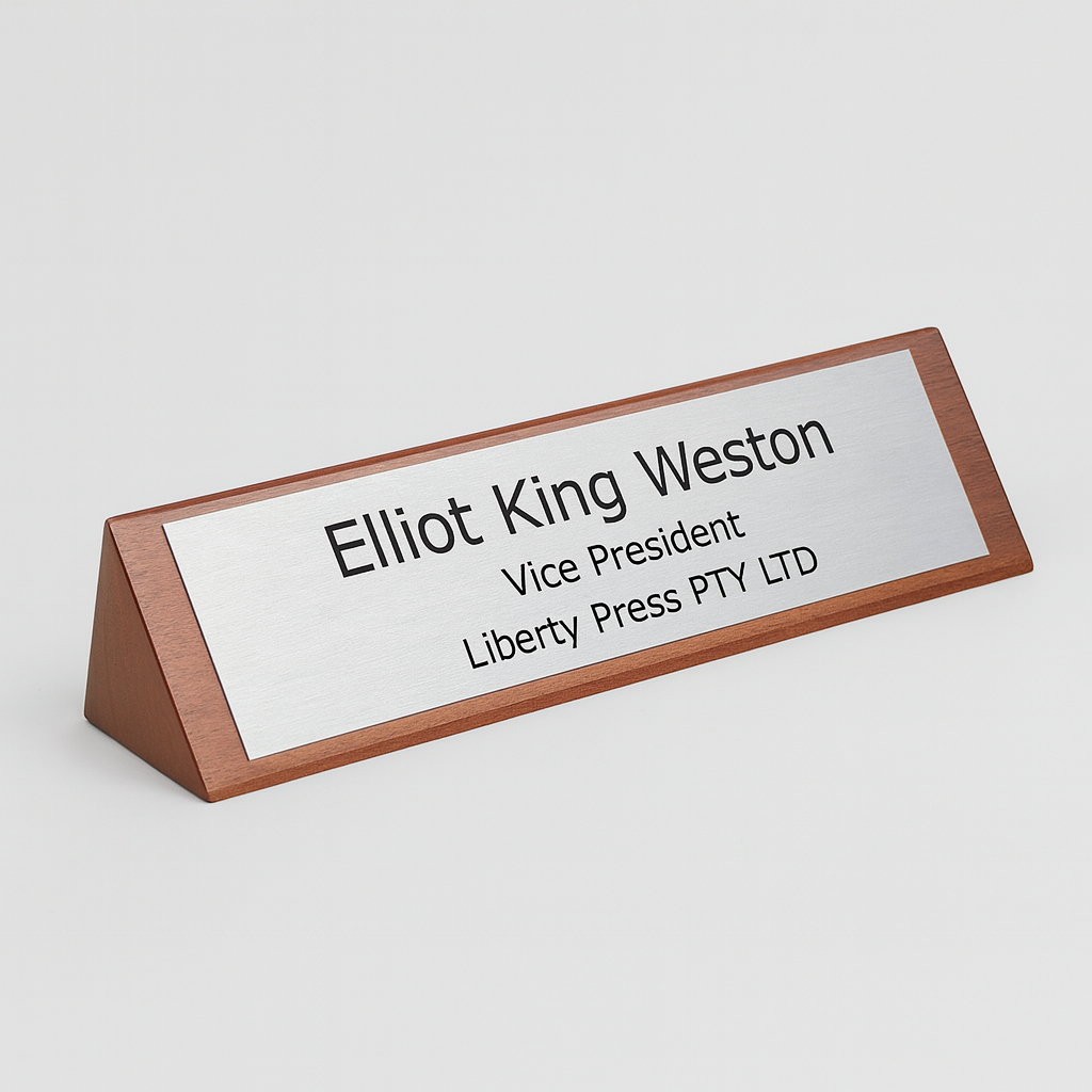 Timber Desk Sign - Premium Walnut