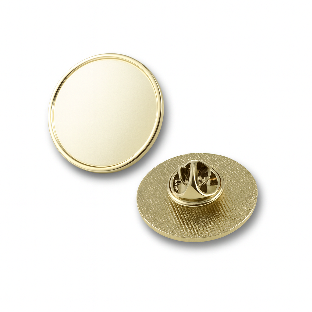 Round metal lapel pins with doming Doming