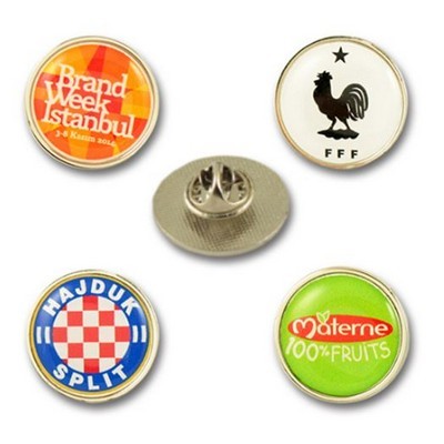 Round metal lapel pins with doming