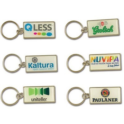 Rectangle metal keychain with doming 1 side