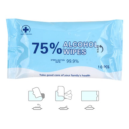 75% Alcohol Wet Wipes - 10PC Pack - unbranded