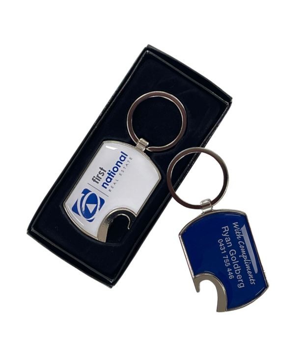 Bottle Opener Metal Key Tag with Doming Both Sides