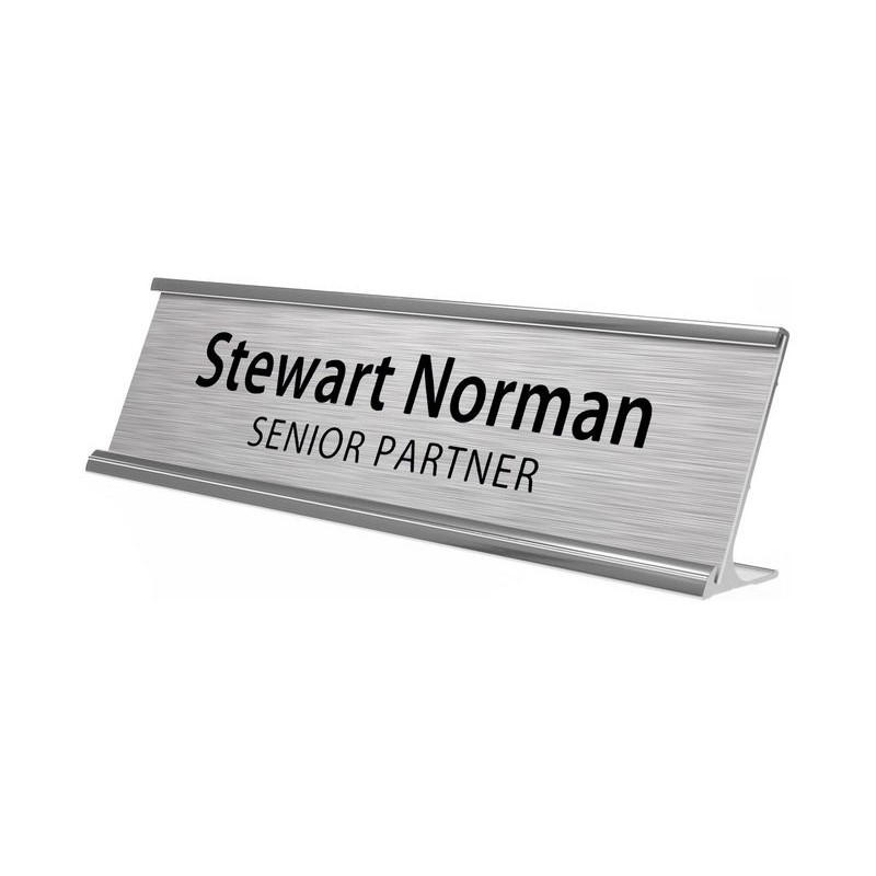 Desk sign with aluminium slide Holder