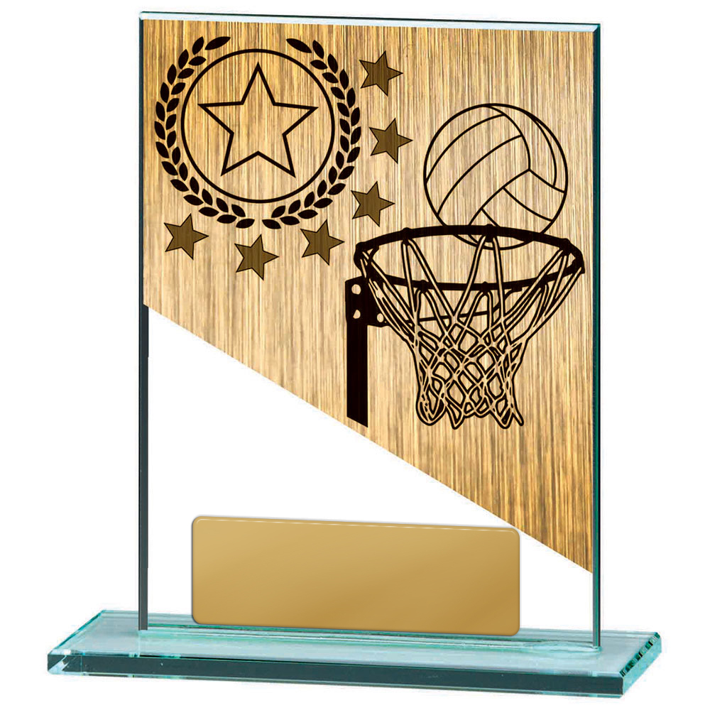 Netball Theme on Glass Trophy