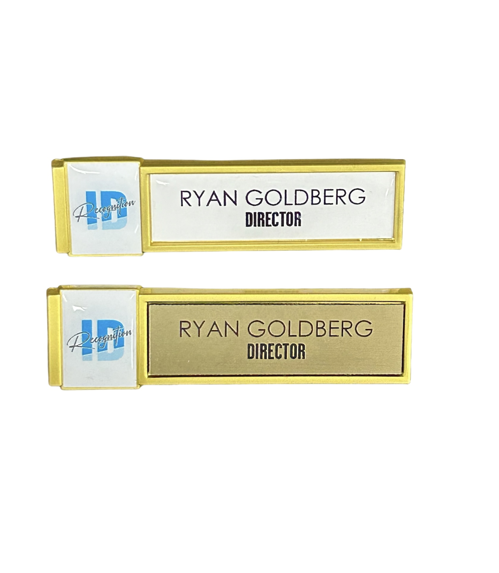 Gold Metal Name Badge - with 2 Inserts